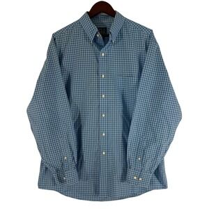 Jos. A. Bank Traveler Collection Blue‎ Gingham Check Long Sleeve Button Down